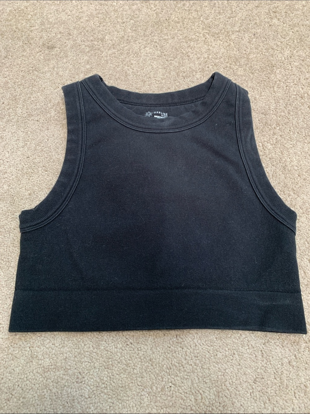 Aerie offline crop sweater tank top black